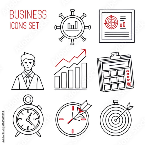 Collection line business icons
