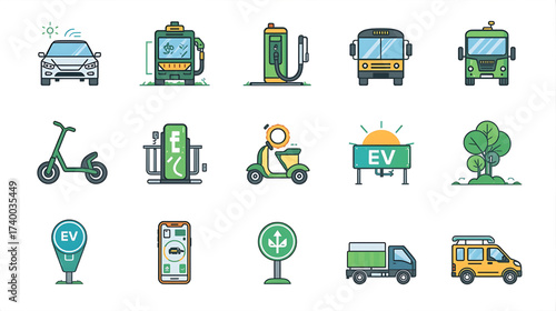 Icons of Electric Vehicle Transportation and Charging Infrastructure for Sustainable Urban Mobility