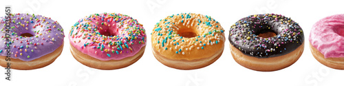 Colorful frosted donuts with sprinkles