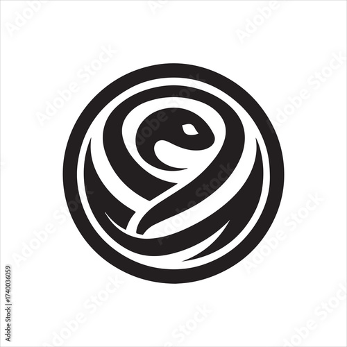 Serpentine Spiral Abstract Black Vector Logo Illustration