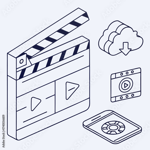 Digital movie production concept illustration