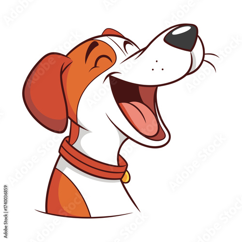 Cheerful Cartoon Dog Sitting with a Giant Bone Illustration