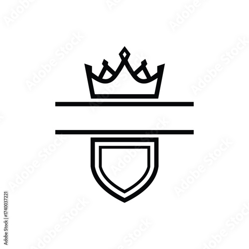Vector art of simple and modern crown and shield logo design for various applications