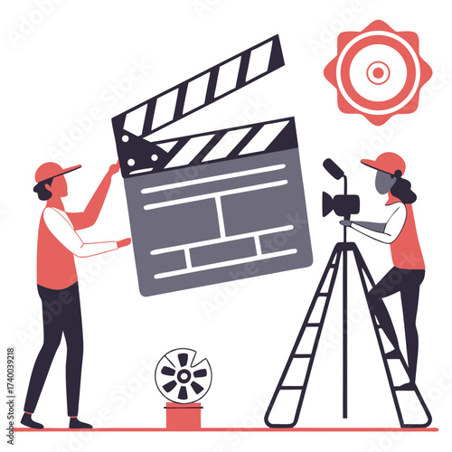 Film production team preparing for shooting