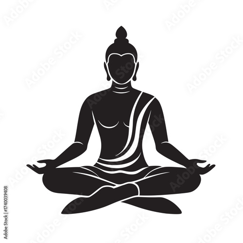 Buddha Meditation Icon Peaceful Silhouette Art
