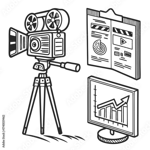 Film projector illustration presentation and graph