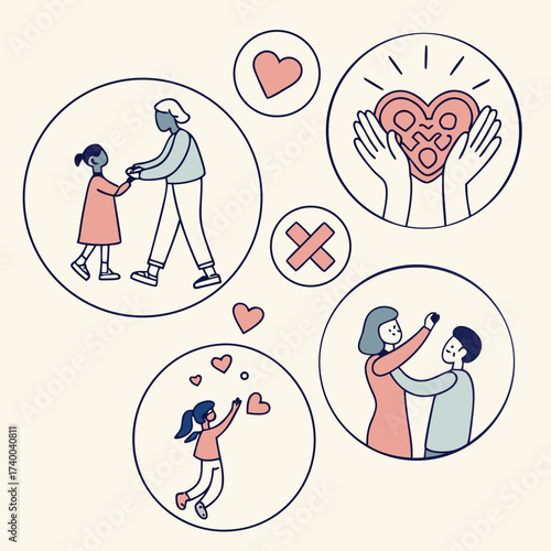 Family interactions illustration