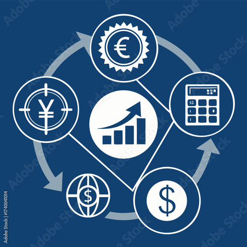 Financial growth circular graphic