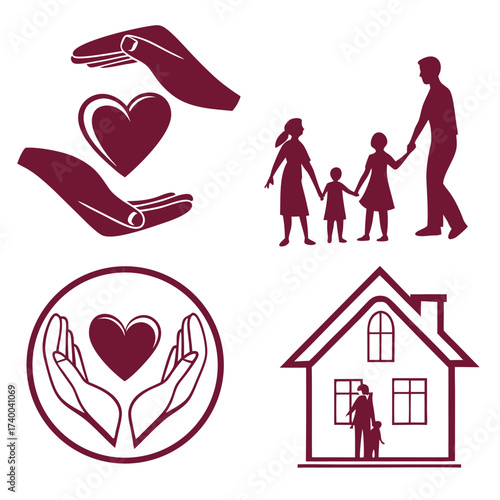 Family support illustration silhouette