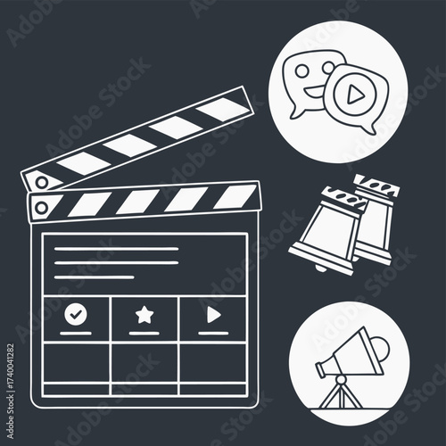 Film clapperboard design elements