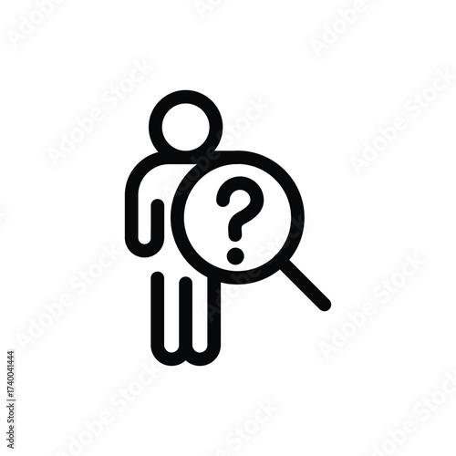 Question Mark in Human with Magnifying Glass outline icon vector design good for web or mobile app