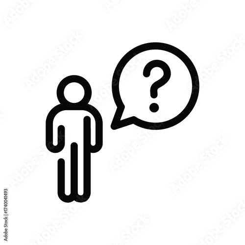 businessman and his question mark on buble chat outline icon vector design good for web or mobile app