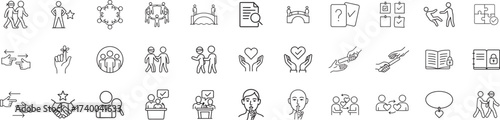 Trust & Honesty Line Icons Pack Minimal Thin Outline Friendship, Promise, Faith, Confidence, Credibility, Truth SVG PNG Set for Business & Personal Use