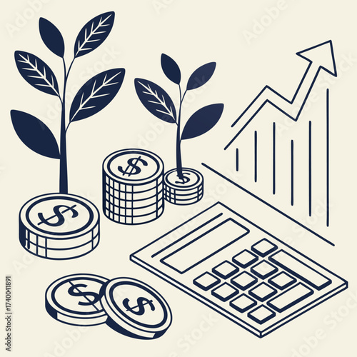 Financial growth illustration vector