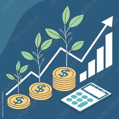 Financial growth isometric illustration