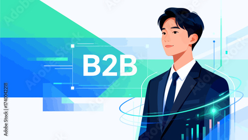 Businessman with B2B text