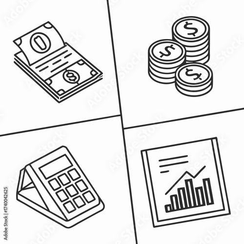Financial illustration line drawings