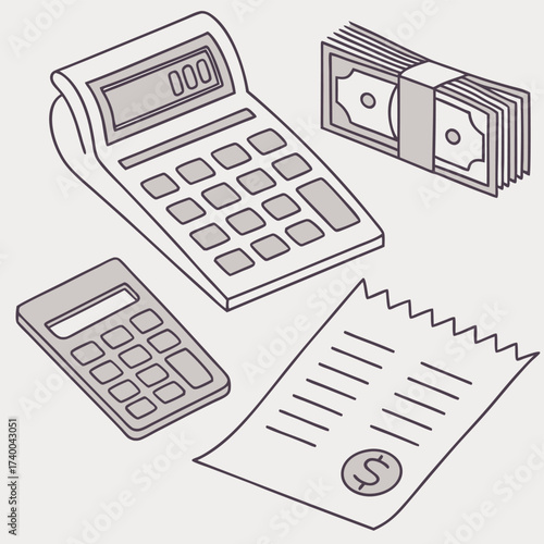 Financial office supplies illustration