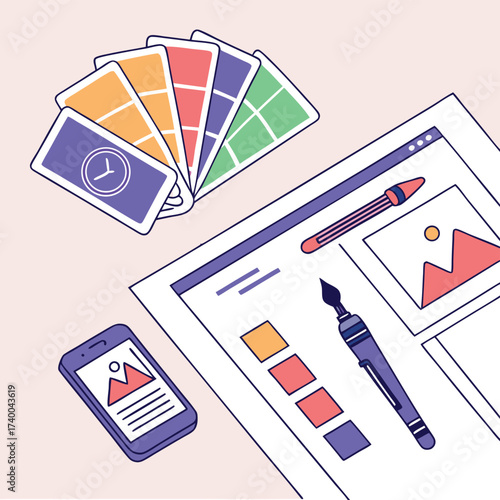 Creative design tools flat lay