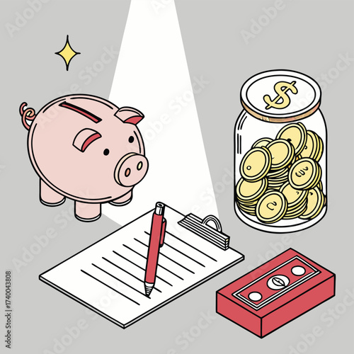 Financial planning tools isometric illustration