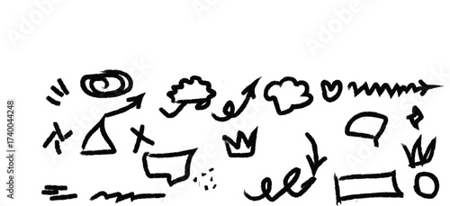 Hand drawn doodle elements isolated on white background for decoration needs