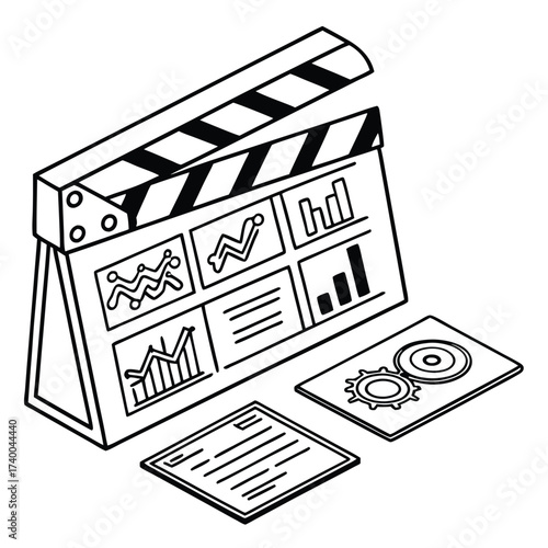 Data analysis clapperboard graphic