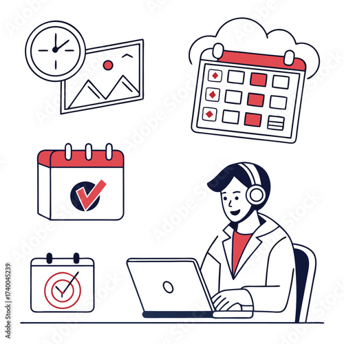 Digital business management tools illustration