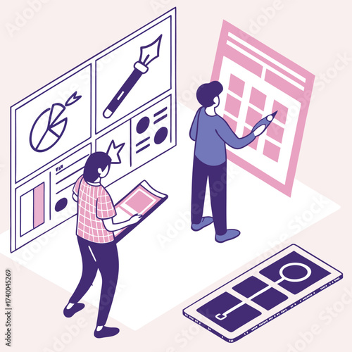 Digital collaboration design project illustration