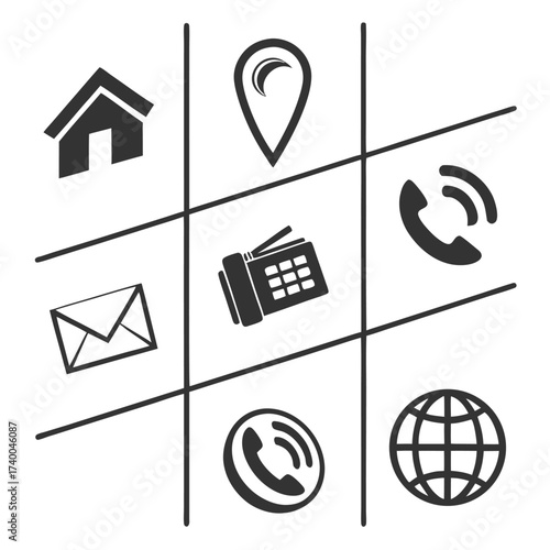 Communication icons tic tac toe pattern