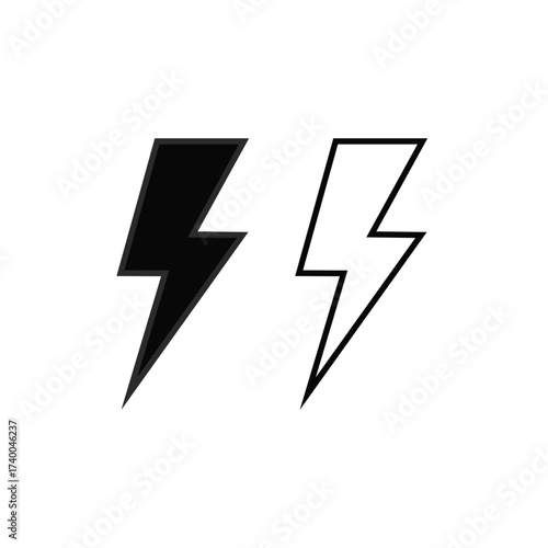 Lightning bolt icon silhouette vector flat illustration design. Lightning bolt outline.