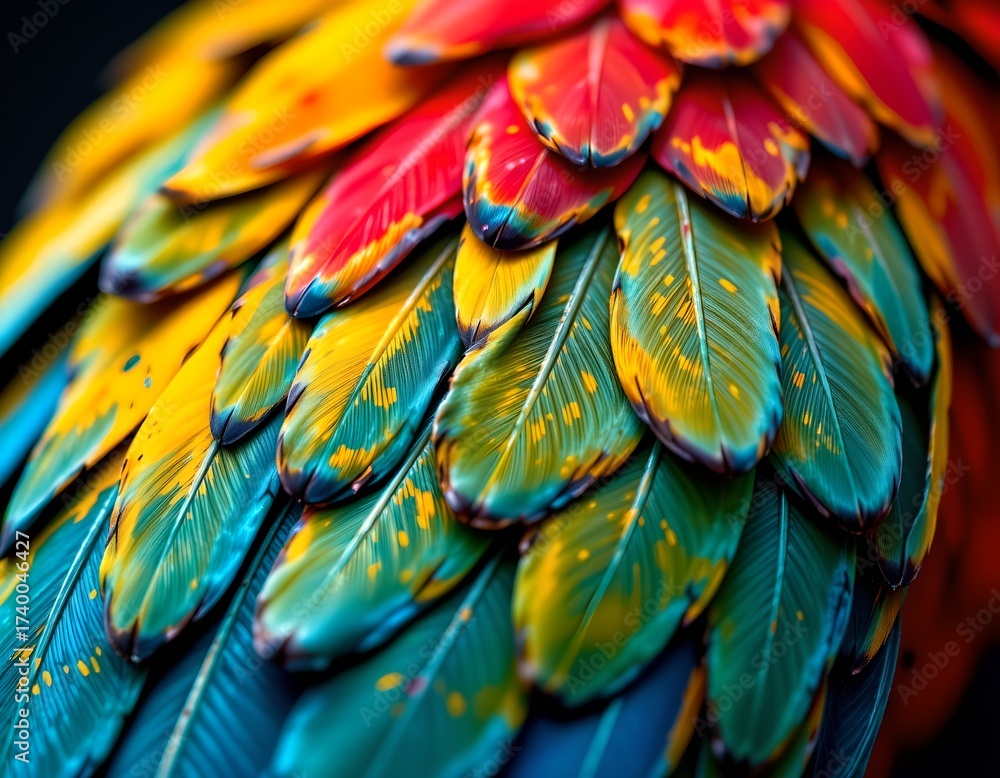 Fototapeta premium A close up of a vibrant bird with an intricate design on its feathers