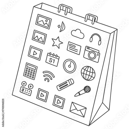 Digital media shopping bag illustration