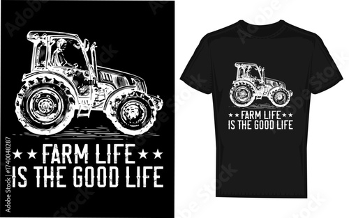 Vintage farm life scene with a classic tractor in silhouette evoking rural charm and the good life perfect for agricultural themes and country living