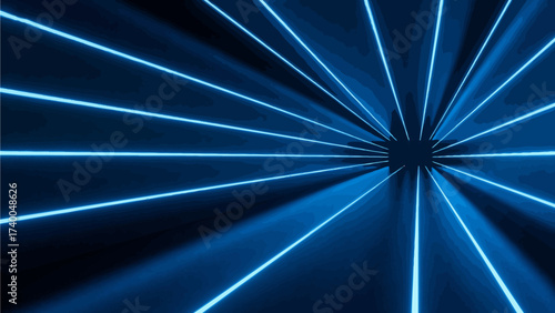 Blue neon light tunnel