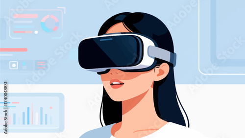 Woman wearing virtual reality headset