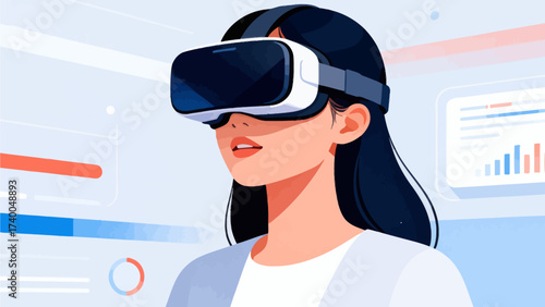 Woman wearing virtual reality headset
