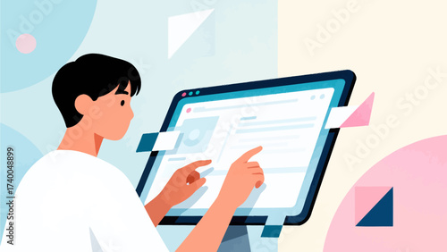 Person using digital tablet interface