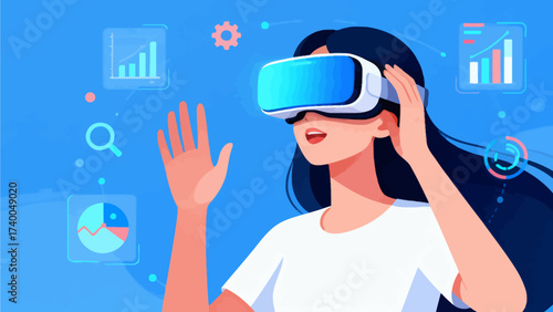 Woman using virtual reality headset