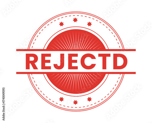 Rejected stamp vector design red and white illustration seal graphic element badge symbol isolated sign.
