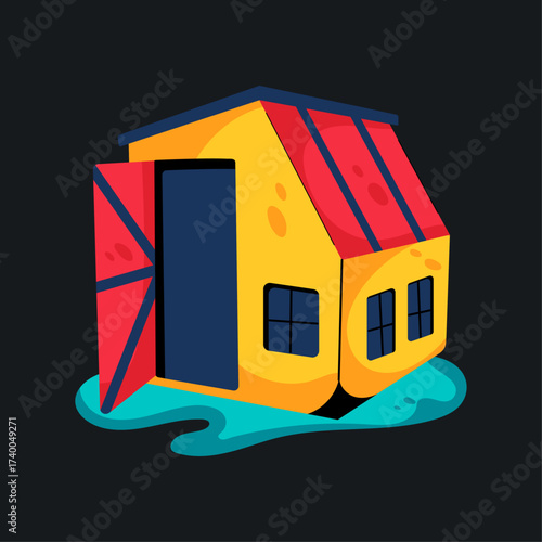 Colorful Barn House Vector Illustration