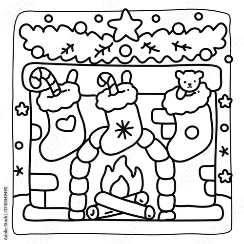 Cute Bold and Easy Christmas Coloring Pages, Cute Christmas Bold and Easy Coloring Pages, Line Art, Vectors Illustration, Black and White, 8.5x8.5" inches Design, Christmas Coloring Pages, vector art
