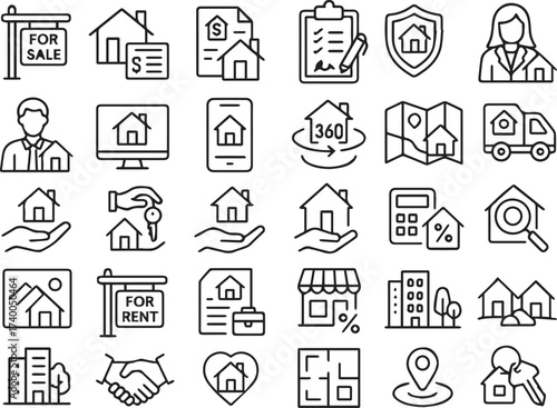 Real Estate Icons Property Homes and Realty Symbols