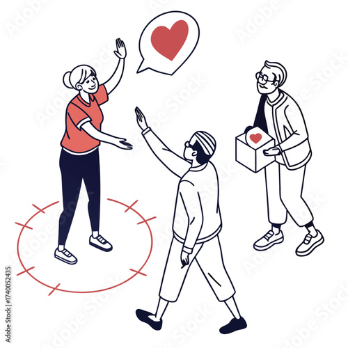 Friendly social interaction illustration