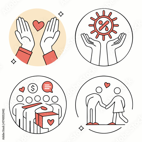 Fundraising and support concepts illustrations