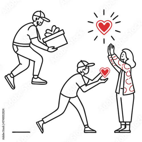 Giving heart gift illustration