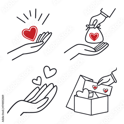 Giving hearts graphic illustrations