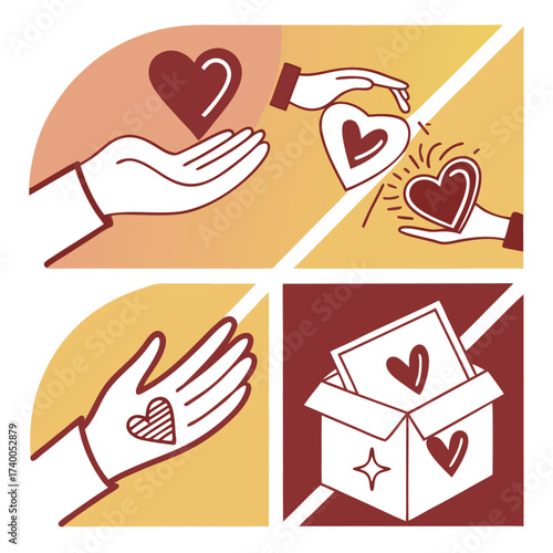 Giving hearts graphic illustration