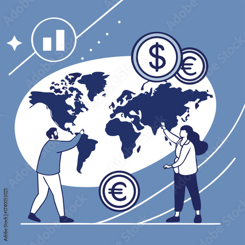 Global business collaboration illustration