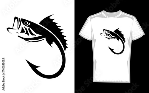 Minimalist fish hook silhouette art for fishing enthusiasts clean line design perfect for outdoor and hobbyist graphics