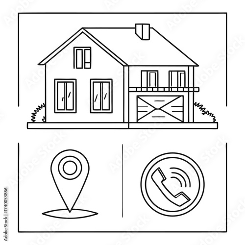 House location and contact icon illustration
